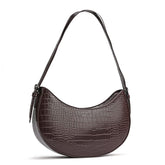 Keyli Shoulder Bag for Women Christmas Gift Fashion Crocodile Pattern Mini Purse Zipper Closure Shoulder Purses Tote Bags Clutch Adjustable Double Straps Tote Handbags Top-Handler Bag Coffee